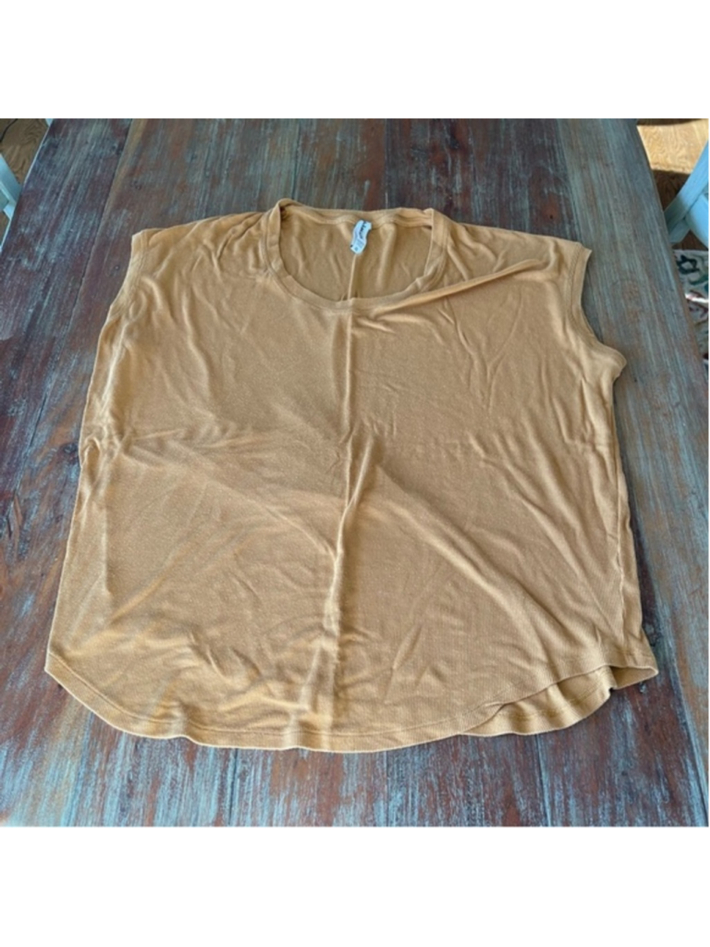 Athleta Gold Ribbed Sleeveless Top Extra Large